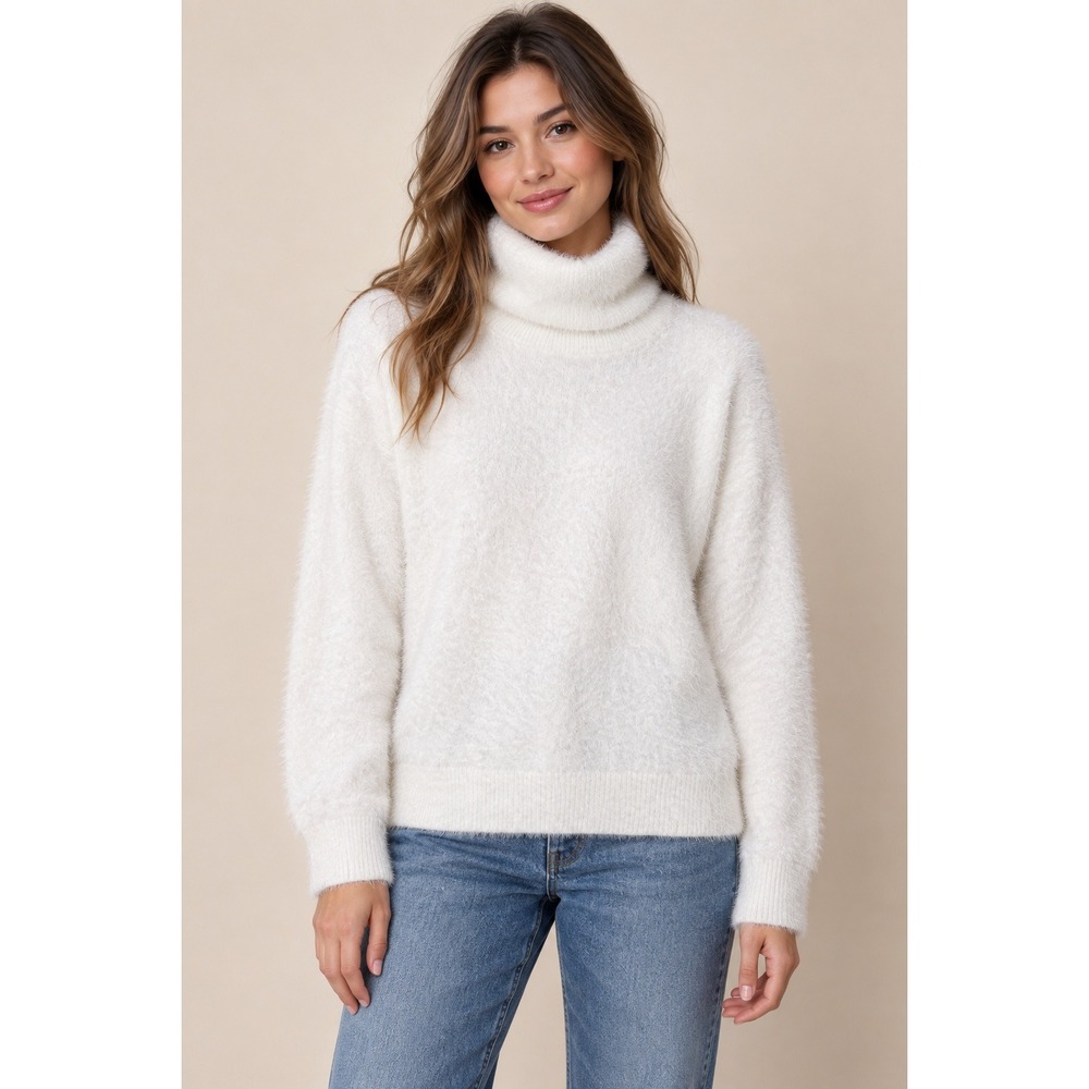 Fairycore ballet Sweater Women M White Fuzzy Eyelash Knit Cozy coquette Y2K